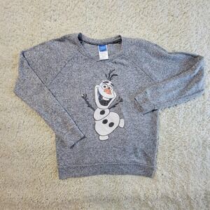 Disney Olaf Sequin Sweatshirt Women's Large Grey Long Sleeve Cozy Knit Top